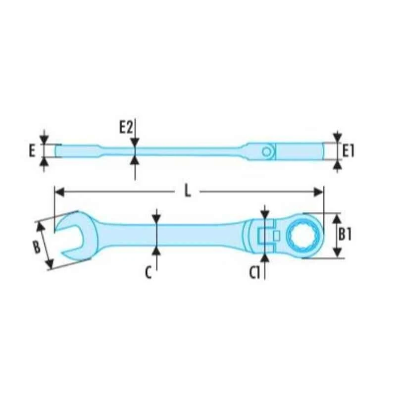 Facom 15mm Chrome Finish Metric Hinged Jointed Combination Wrench, 467BF.15 2 Facom 15mm Chrome Finish Metric Hinged Jointed Combination Wrench, 467BF.15 - Image 2