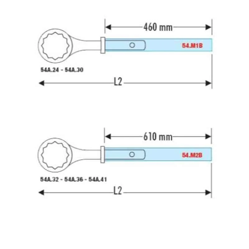 Facom 24mm Satin Chrome Finish Metric Heavy Duty Offset Ring Wrench, 54A.24SLS 2 Facom 24mm Satin Chrome Finish Metric Heavy Duty Offset Ring Wrench, 54A.24SLS - Image 2