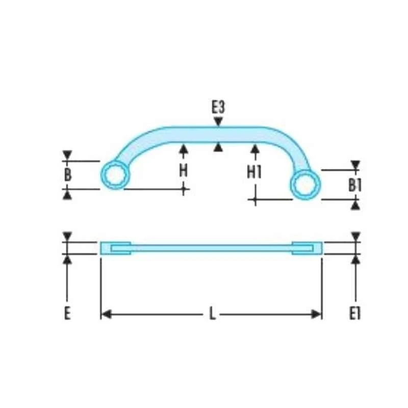 Facom 14x17mm Satin Chrome Finish Metric Half Moon Offset Ring Wrench, 57.14X17 2 Facom 14x17mm Satin Chrome Finish Metric Half Moon Offset Ring Wrench, 57.14X17 - Image 2