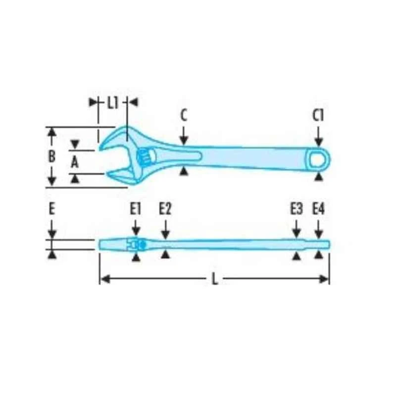 Facom 34mm Chromed Finish Adjustable Wrench, 113A.12C 2 Facom 34mm Chromed Finish Adjustable Wrench, 113A.12C - Image 2