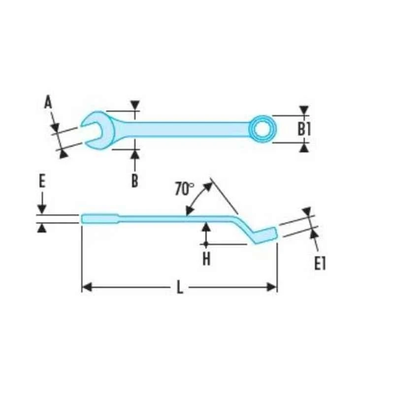 Facom 7mm Satin Chrome Finish Metric Offset Combination Wrench, 41.7 2 Facom 7mm Satin Chrome Finish Metric Offset Combination Wrench, 41.7 - Image 2