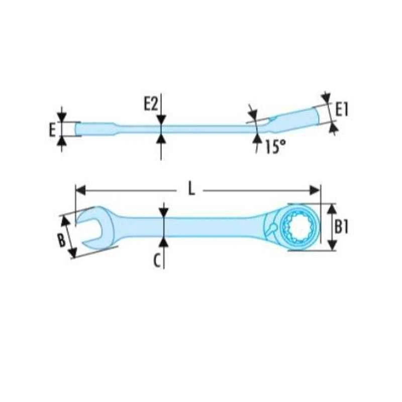 Facom 8mm Chrome Finish Metric Ratchet Combination Wrench, 467B.8 2 Facom 8mm Chrome Finish Metric Ratchet Combination Wrench, 467B.8 - Image 2