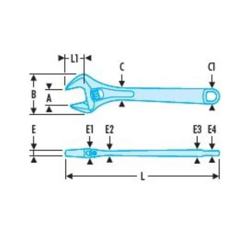 Facom 13mm Phosphate Finish Adjustable Wrench, 113A.4T 2 Facom 13mm Phosphate Finish Adjustable Wrench, 113A.4T - Image 2