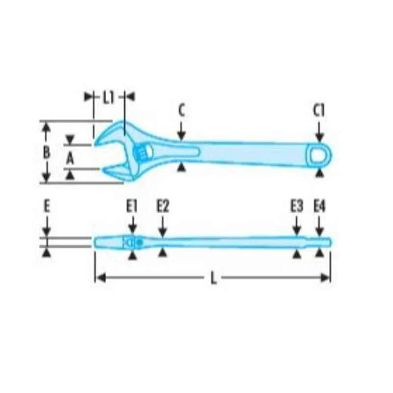 Facom 38mm Chrome Finish Reversible Jaw Adjustable Wrench With Bi Material Grip, 101.10GR 2 Facom 38mm Chrome Finish Reversible Jaw Adjustable Wrench With Bi Material Grip, 101.10GR - Image 2