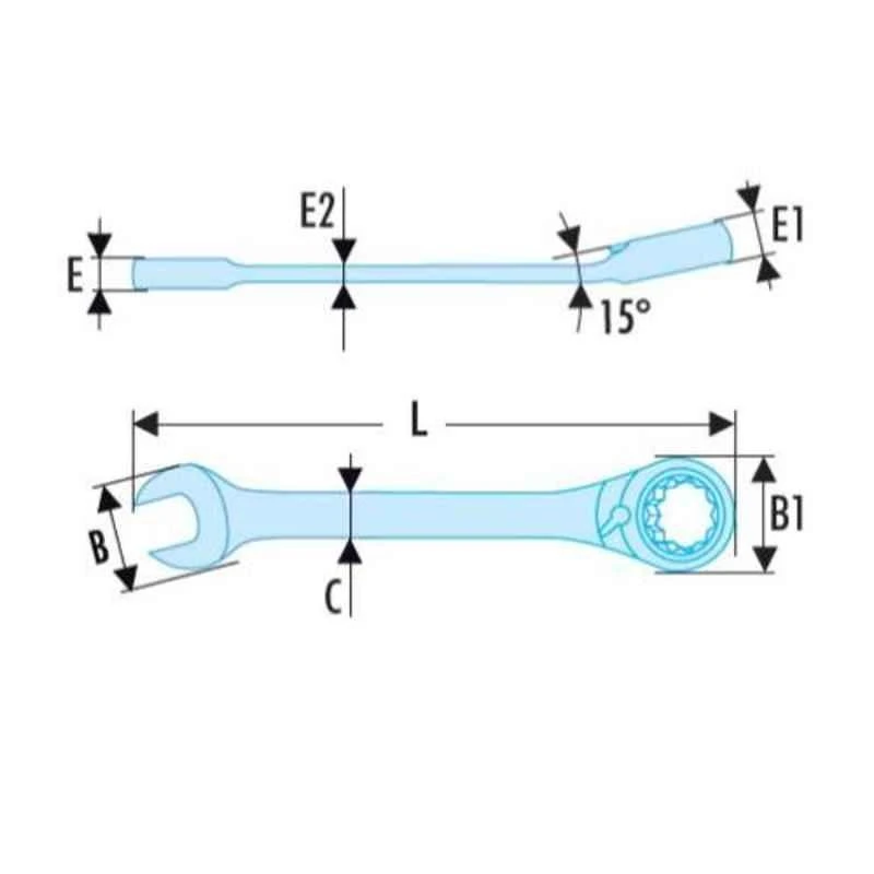 Facom 8mm Chrome Finish Metric Fast Open End Combined Ratchet Wrench, 467BR.8 2 Facom 8mm Chrome Finish Metric Fast Open End Combined Ratchet Wrench, 467BR.8 - Image 2