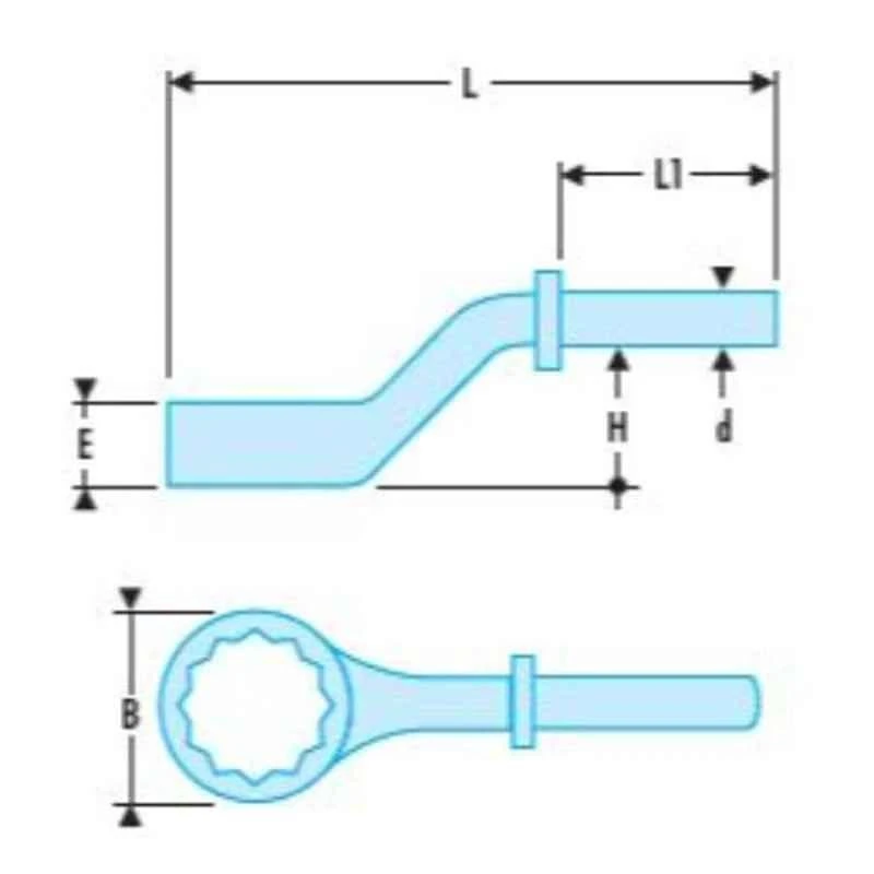 Facom 24mm Satin Chrome Finish Metric Heavy Duty Offset Ring Wrench, 54A.24 2 Facom 24mm Satin Chrome Finish Metric Heavy Duty Offset Ring Wrench, 54A.24 - Image 2