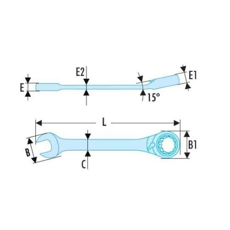 Facom 13mm Chrome Finish Short Metric Ratchet Combination Wrench, 467BS.13 2 Facom 13mm Chrome Finish Short Metric Ratchet Combination Wrench, 467BS.13 - Image 2